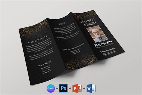 Trifold Funeral Program Template Funeral Program Template - Etsy