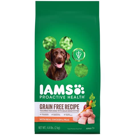 IAMS PROACTIVE HEALTH Adult Dry Dog Food, Grain Free Recipe with Real Chicken and Peas, 4.4 lb ...