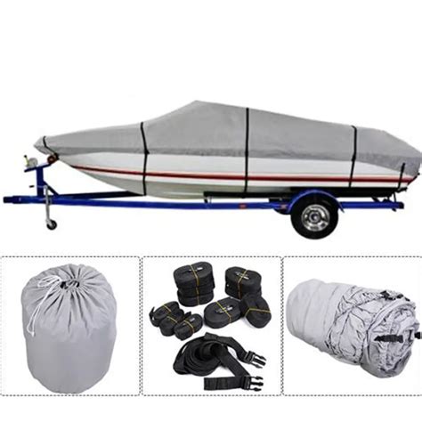 20 22ft 600D Oxford Fabric High Quality Waterproof Boat Cover with Storage Bag Gray Boat Cover ...