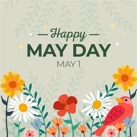 Free Vector | Happy may day background with flowers and bird