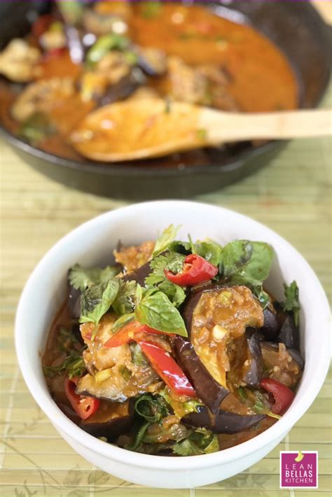 Eggplant in Red Thai Curry Sauce - Lean Bellas Kitchen