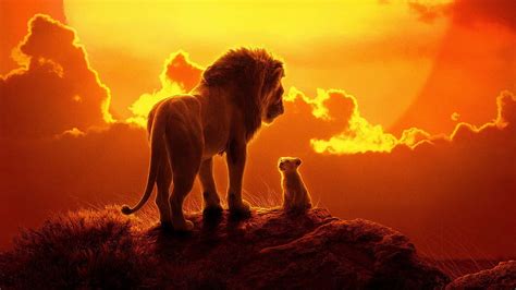 The Lion King, movie, cub, sunset, son, father, poster, orange, leu, cute, HD wallpaper | Peakpx