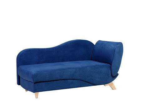 Right Hand Velvet Chaise Lounge with Storage Blue MERI | ex Factury at Fair Price - Right to ...