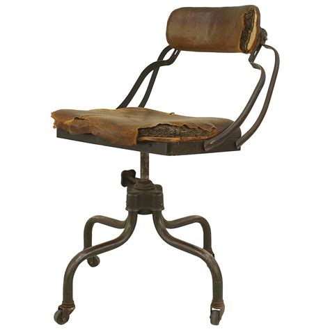 American Metal Brown Leather Swivel Chair For Sale at 1stDibs