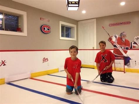 mini stick hockey arena - Google Search | Home ideas | Outdoor rink, Hockey, Basement remodeling