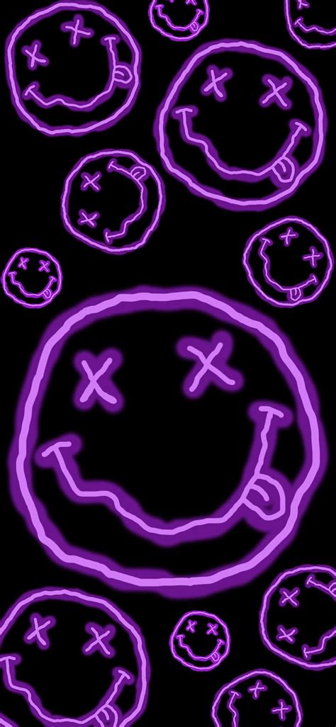 Nirvana purple neon, smile, smiley, HD phone wallpaper | Peakpx