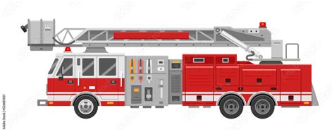 Fire engine. Red fire truck to put out a fire in a flat style. Vector ...