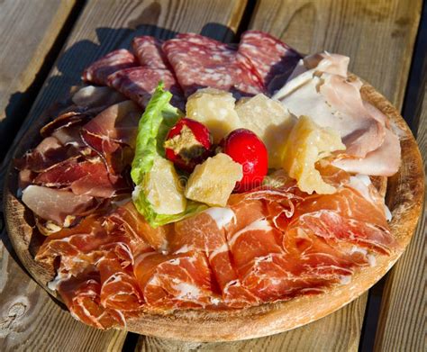 Platter of Cured Meats, Cheeses and Fried Dumpling Stock Photo - Image of brie, fresh: 20408564