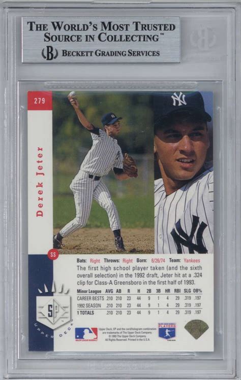 Lot Detail - Derek Jeter 1993 SP #279 Rookie Card - BGS Graded NM 8.5!