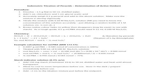 (PDF) Iodometric Titration of Peracids – Determination of Active ...