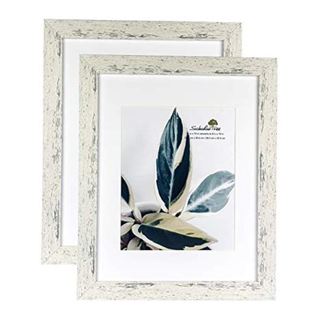 Rustic White Wooden Picture Frame with Mat (11x14 inches 2P) | Pricepulse