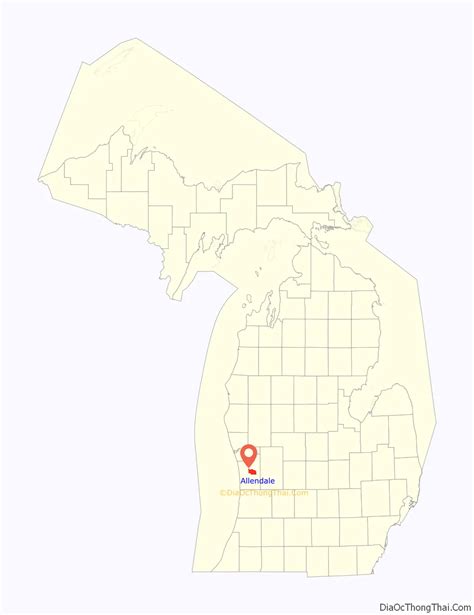 Map of Allendale CDP, Michigan - Thong Thai Real