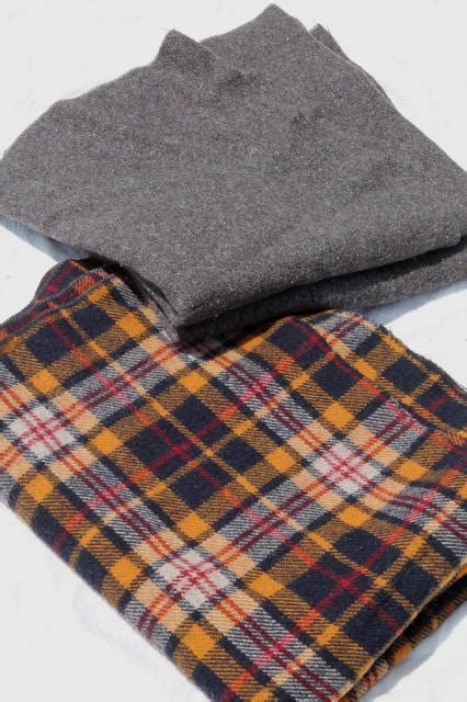 vintage grey & plaid wool camp blanket lot, rustic primitive old wool ...