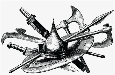 Weapon Firearm Drawing Gun Battle Axe - Pile Of Medieval Weapons - 1232x750 PNG Download - PNGkit