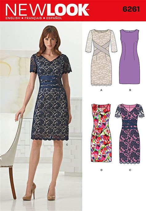 New Look 6261- Misses' Dresses with neck line variations | Classic sheath dress, Sewing dresses ...