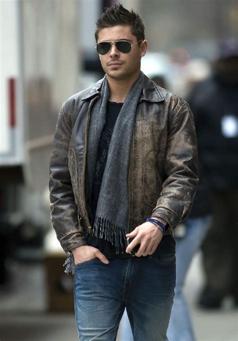 Zac Efron Distressed Leather Jacket - RockStar Jacket