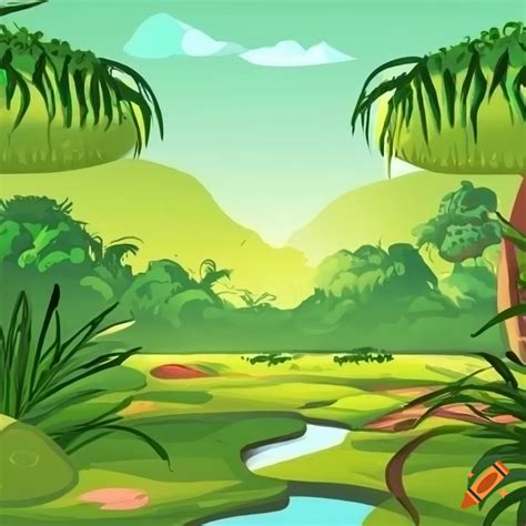 Cartoon jungle landscape on Craiyon