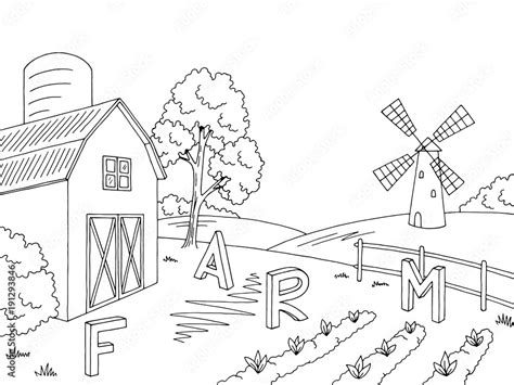 Farm Field Black And White