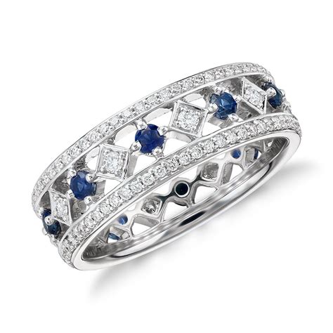 Gala Sapphire and Diamond Eternity Ring in 18k White Gold | Blue Nile