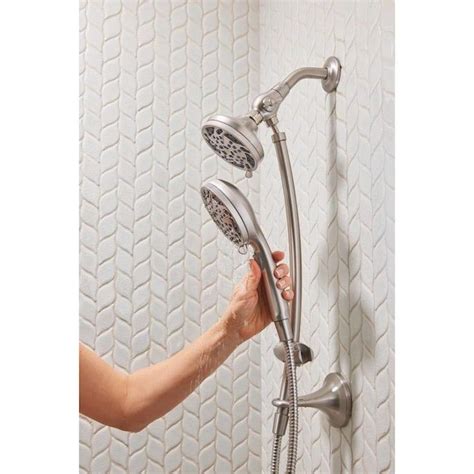 Moen Renewal Spot Resist Brushed Nickel 5-Spray Dual Shower Head in the ...