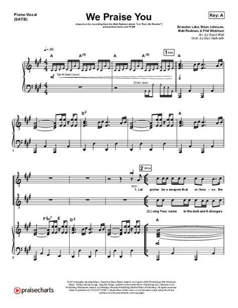 We Praise You (Live) Sheet Music PDF (Matt Redman / Brandon Lake ...