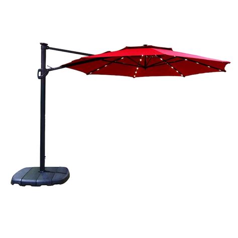 SimplyShade 11-ft Red Auto-tilt Offset Patio Umbrella with Base in the ...