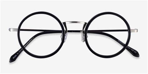 Nagoya Round Black Silver Full Rim Eyeglasses | Eyebuydirect Canada