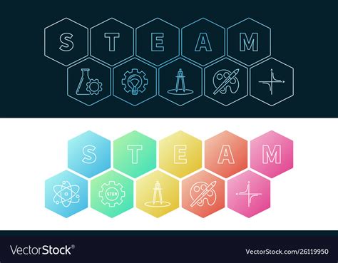 Steam banners set science and education Royalty Free Vector