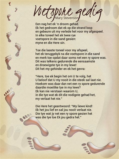 Afrikaanse Inspirerende Gedagtes & Wyshede: Voetspore gedig ~ Mary ...