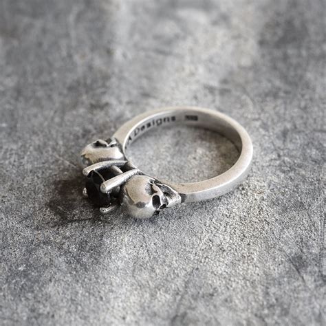 Skull Engagement Ring Skull Ring With Stone Handmade Skull - Etsy