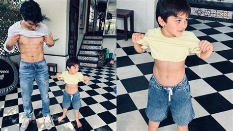 OMG! Taimur Ali Khan flaunts his perfectly toned abs as he poses with ...