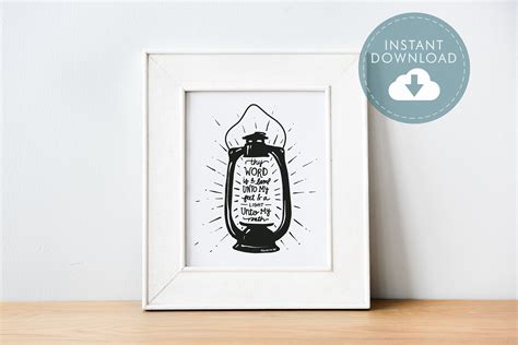 Thy Word is a Lamp Unto My Feet Psalm 119 // Christian Art Print Bible Verse Printable ...