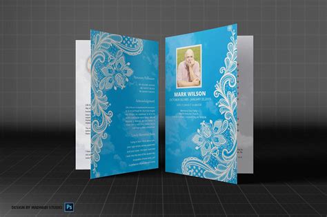 Funeral Program Template Blue Sky | Photoshop Templates ~ Creative Market