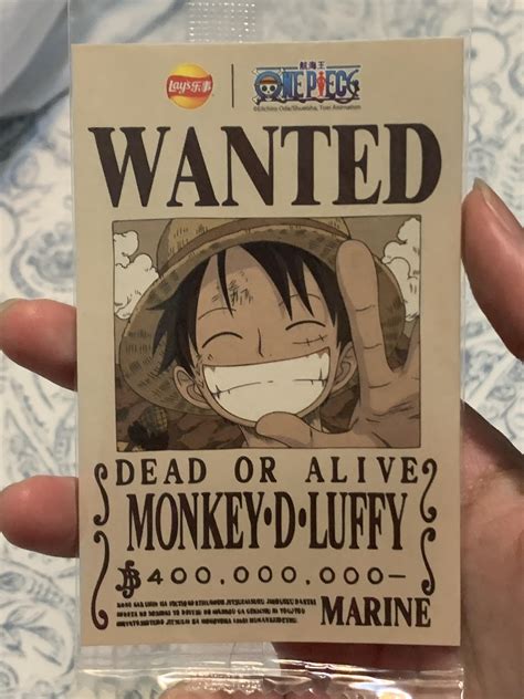 Luffy bounty card I got in a chip bag : r/OnePiece