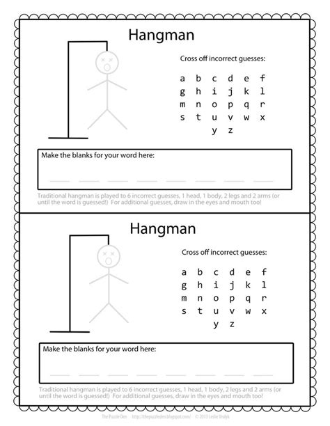 Free Hangman Template | Printable games for kids, Hangman words, Free printable games