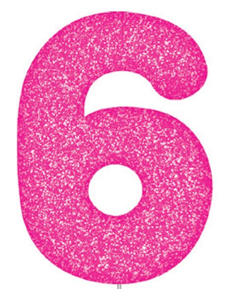 Pink Glitter Number Cake Birthday Candles 6