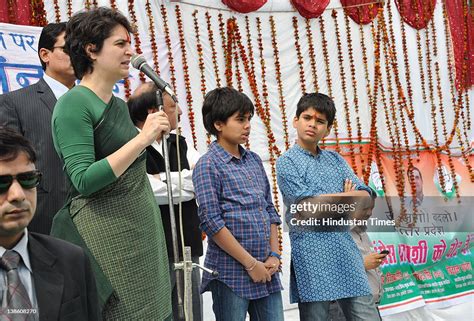 Priyanka Gandhi Vadra, her son Raihan and daughter Miraya attend an ...