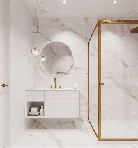 Luxe Home Interiors with White Marble & Gold Accents