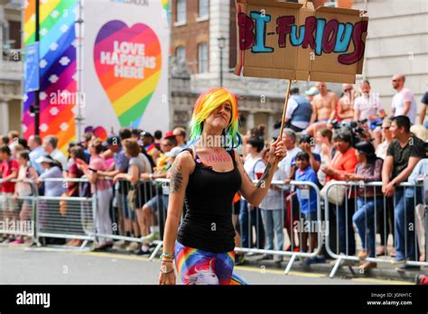 London, UK. 8th Jul, 2017. 2017 Pride in London parade following a ...