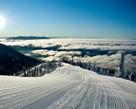 Above the clouds at Whitefish Mountain Ski Resort with the "snow ghosts", Whitefish, Montana ...