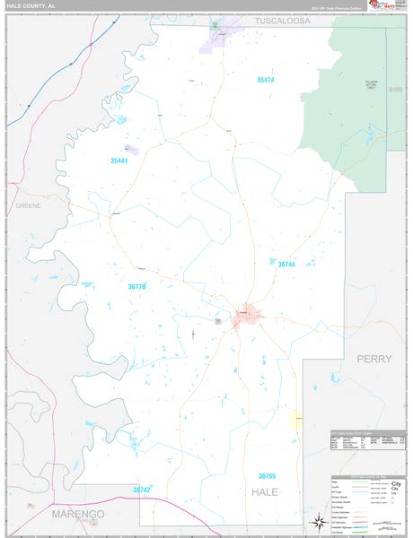 Hale County, AL Wall Map Premium Style by MarketMAPS - MapSales