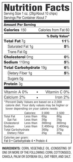 corn tortilla chips nutrition facts