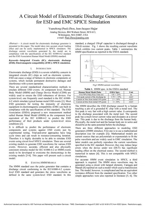 (PDF) A circuit model of electrostatic discharge generators for ESD and ...