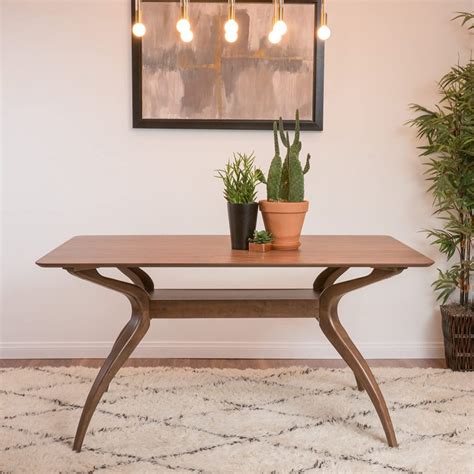 unique mid century modern dining room table curvaceous legs trestle ...