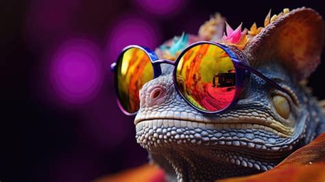 Premium AI Image | Chameleon wearing sunglasses