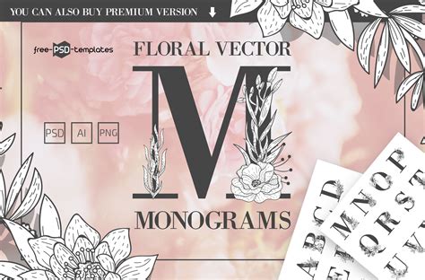 Free & Premium Floral Vector Monograms – Free PSD Templates