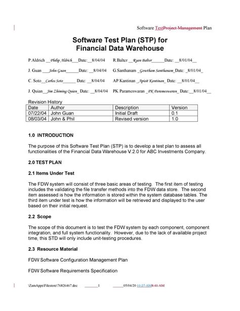 35 Software Test Plan Templates & Examples ᐅ TemplateLab