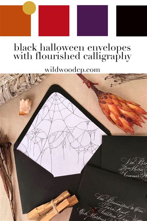 Black envelopes for halloween with calligraphy and envelope liners ...