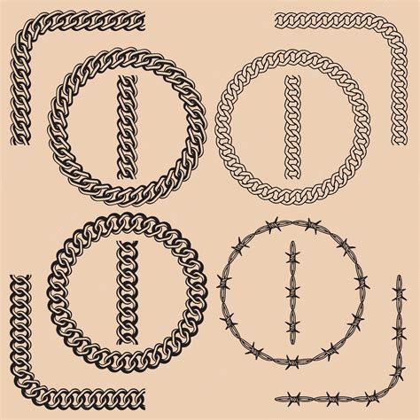 Premium Vector | Chain and barbed wire illustrator brushes