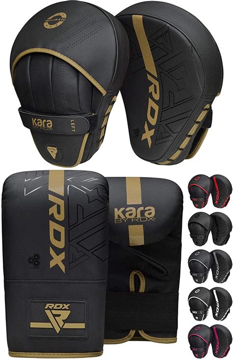 RDX Boxing Pads and Bag Gloves Set, Maya Hide Leather KARA Hook and Jab Training Pads, Curved ...